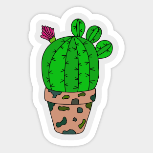 Cute Cactus Design #98: Time To Repot The Camouflage Cactus Sticker